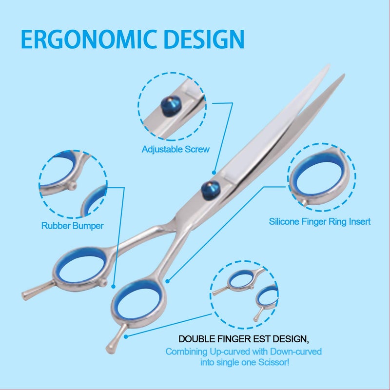 Maxshop Dog Grooming Scissors Kit, Heavy Duty Titanium Stainless Steel Professional Pet Grooming Scissors Kit with Comb, Straight Scissors, Curved Scissors, Thinning Shears for Dogs and Cats - Image 4